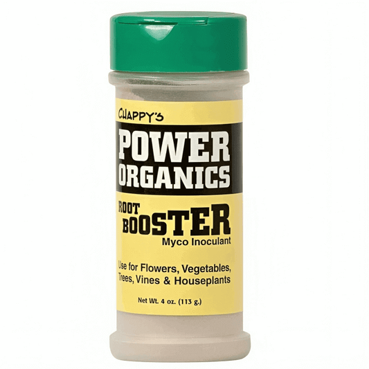 Chappy's Power Organics Root Booster myco inoculant for flowers, vegetables, trees, and houseplants.